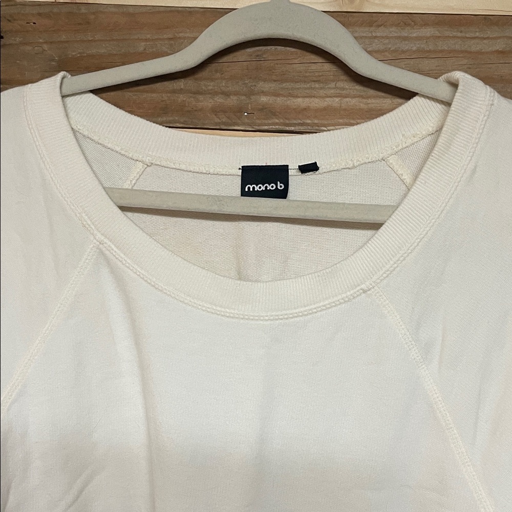 Mono B size Large Ombre White and Gray Short Sleeve Terrycloth Soft Sweatshirt - Picture 3 of 8